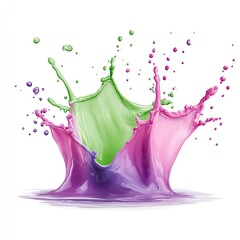 Colorful Splashing Liquid in Bright Green and Violet