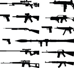 Army Rifle Silhouette Vector Set