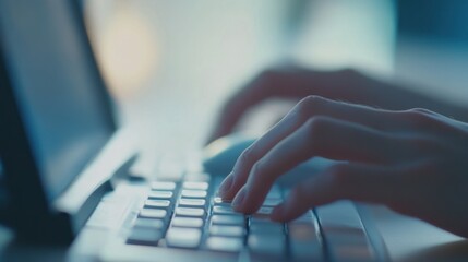 Close-Up of Hands Typing on a Laptop Keyboard