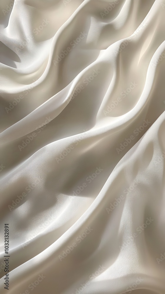 Poster white silk fabric flowing and forming elegant curves and folds, creating an abstract background for 