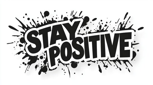 Stay Positive Graffiti Style: Inspiring Black and White Splash Art for Motivational Decor