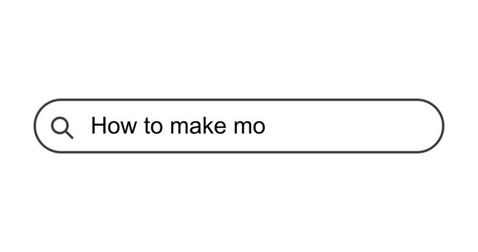 How to make money online, typing search query into search box, how to earn money on internet, footage