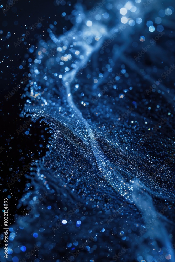 Poster close-up view of a water wave on a black background, ideal for use in designs where a subtle texture