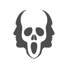 Two face profile view with ghost graphic icon. Psychology and mental health sign isolated on white background.  Vector illustration