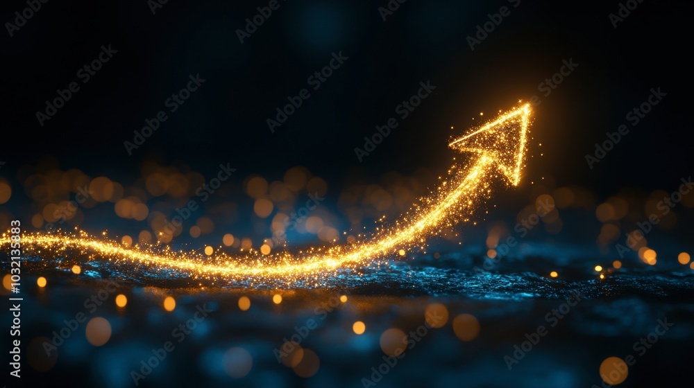 Poster sparkling arrow with bokeh background effect