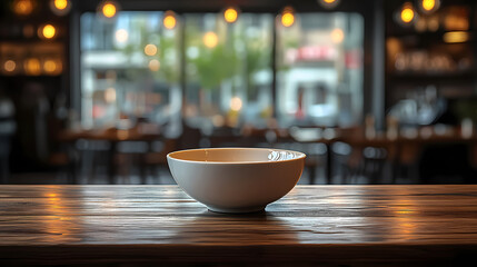 Clean dishes on the bar counter close-up. Restaurant bar with copy space and ready for work.