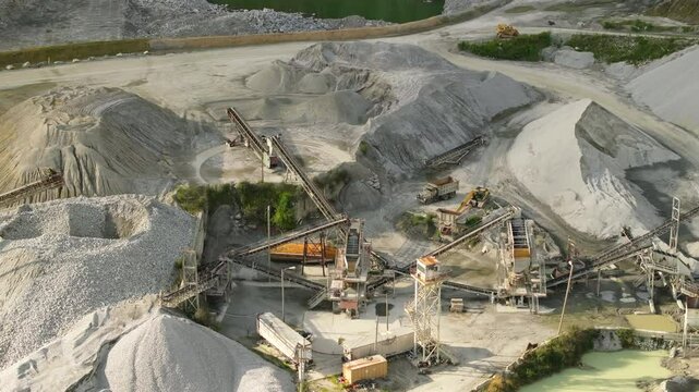 Limestone quarry at industrial open-pit mining site In North Carolina Appalachians, USA