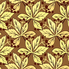 Vector - virginia creeper with berries seamless pattern.