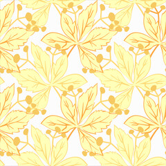 Vector - virginia creeper with berries seamless pattern.