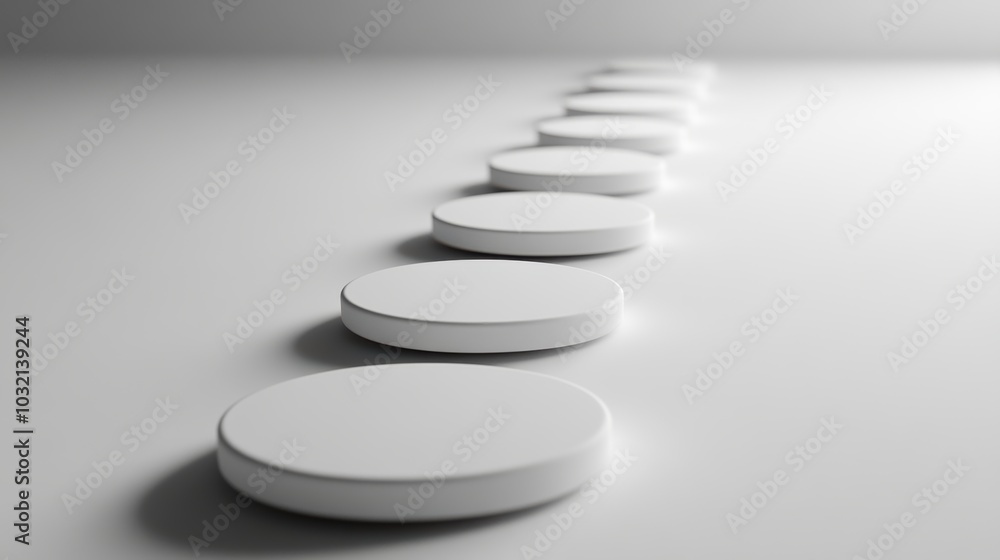 Aufkleber monochrome harmony, a minimalist composition featuring a series of identical soft circles in a sooth