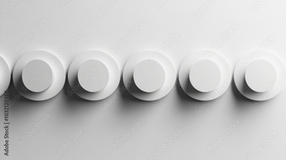 Aufkleber monochrome harmony, a series of uniform soft circles in a minimalist arrangement, evoking calmness a