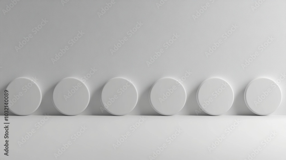 Poster monochrome circle harmony, a minimalist arrangement of soft identical circles creating a soothing vi