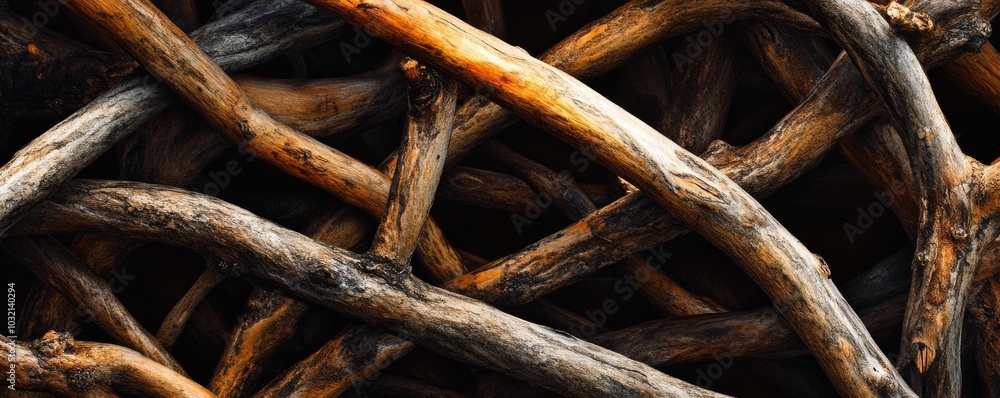 Poster captivating close-up of intertwined branches, showcasing the beauty and complexity of nature's desig