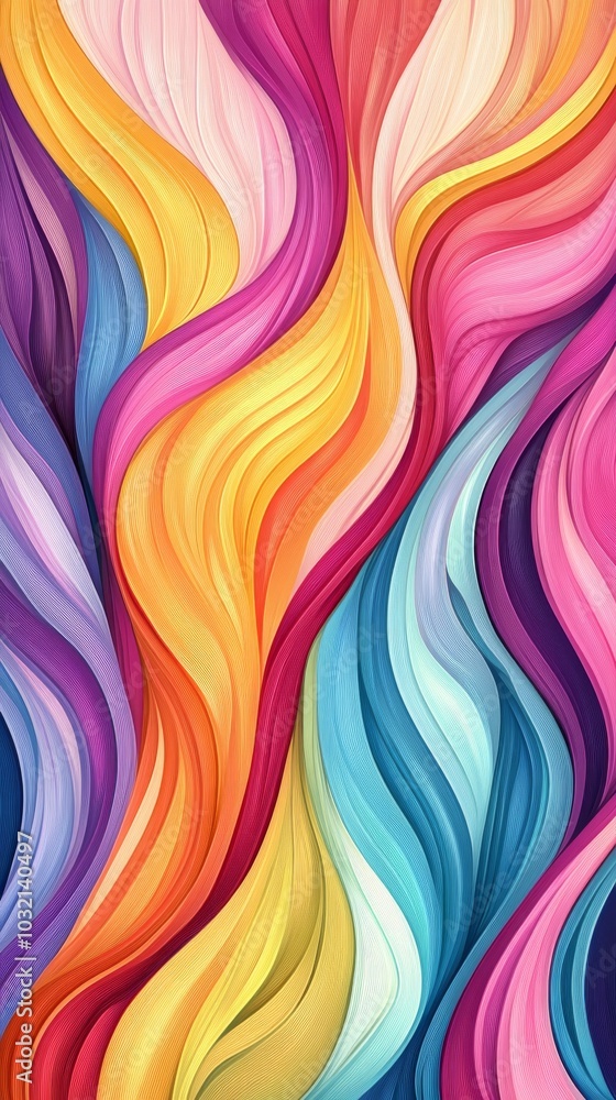 Poster colorful waves flow and blend harmoniously, creating a vibrant abstract background. dynamic energy a