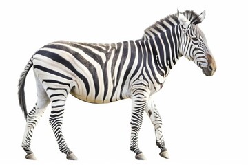Fototapeta premium A zebra stands on a white background