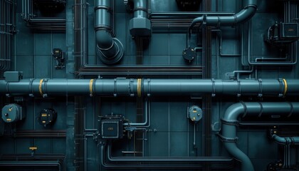 Obraz premium Piping systems installation in a modern industrial environment during daylight