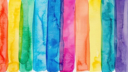 Naklejka premium Vibrant Watercolor Stripes, a lively and dynamic display of colorful brushstrokes blending together, creating an energetic and playful atmosphere full of artistic flair.