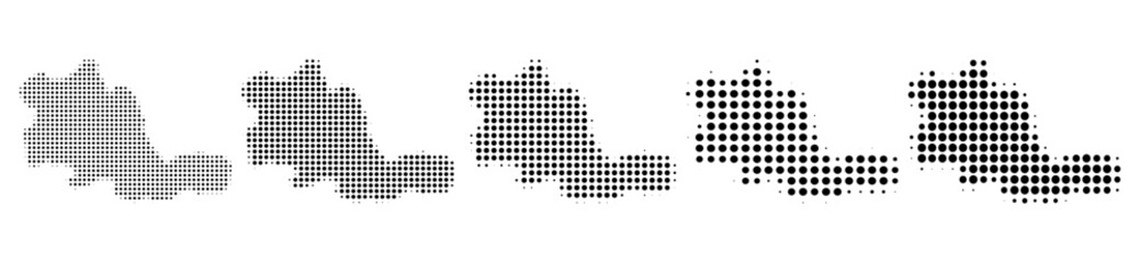 West Midlands Map halftone in different sizes