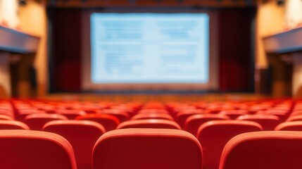 Event program featuring a blurred auditorium, emphasizing planning and organization, with a soft focus background enhancing the document's importance and context.