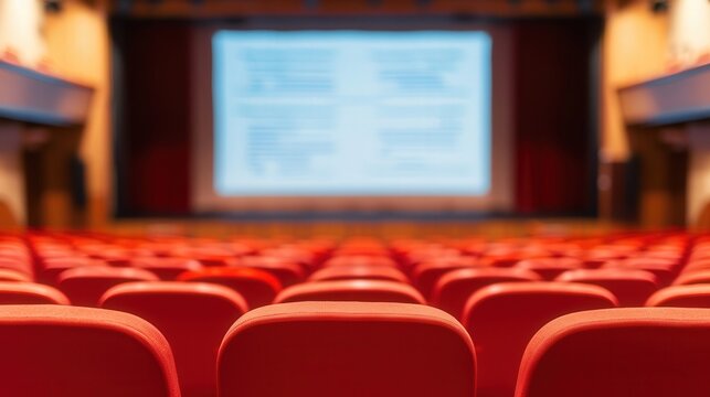 Event program featuring a blurred auditorium, emphasizing planning and organization, with a soft focus background enhancing the document's importance and context.