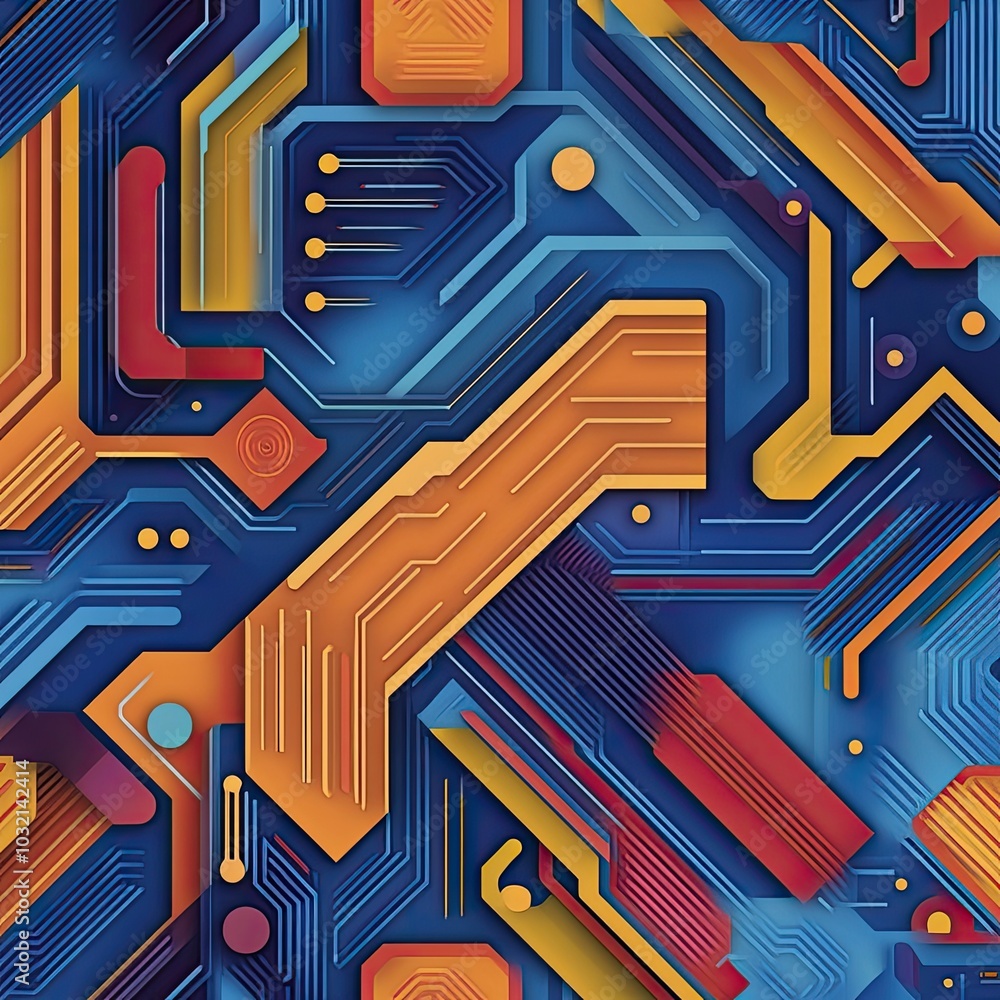 Poster abstract circuit design background with vibrant colors