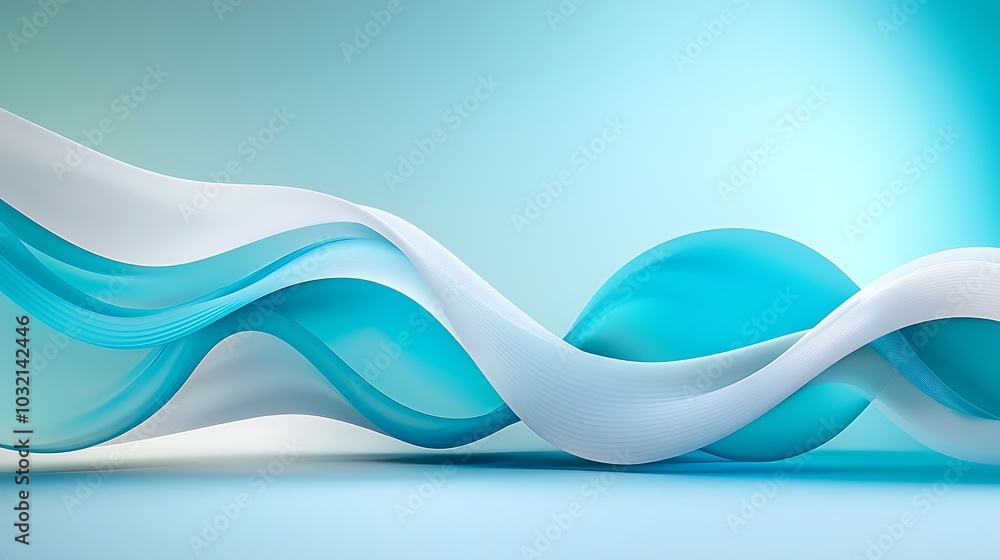 Poster an abstract image featuring soft blue waves that flow gracefully across the canvas, creating a sense