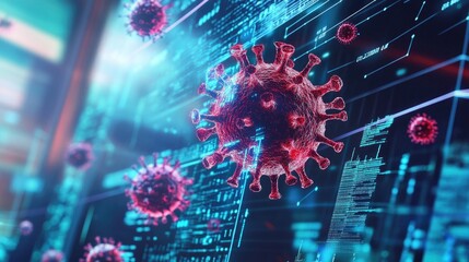 Computer Virus and Malware Threat Concept Visualization