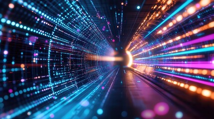 Vibrant Digital Tech Background with LED Lights