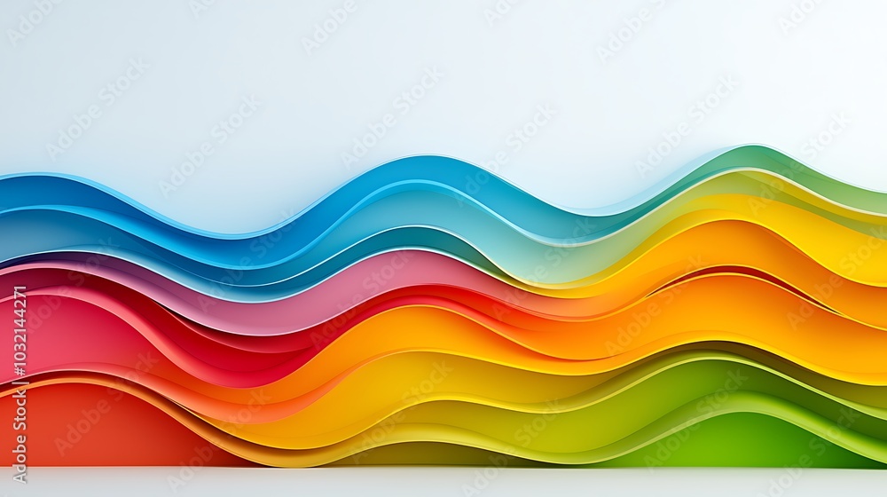 Poster this vibrant abstract image features colorful waves of layered paper in a smooth design. the blend o