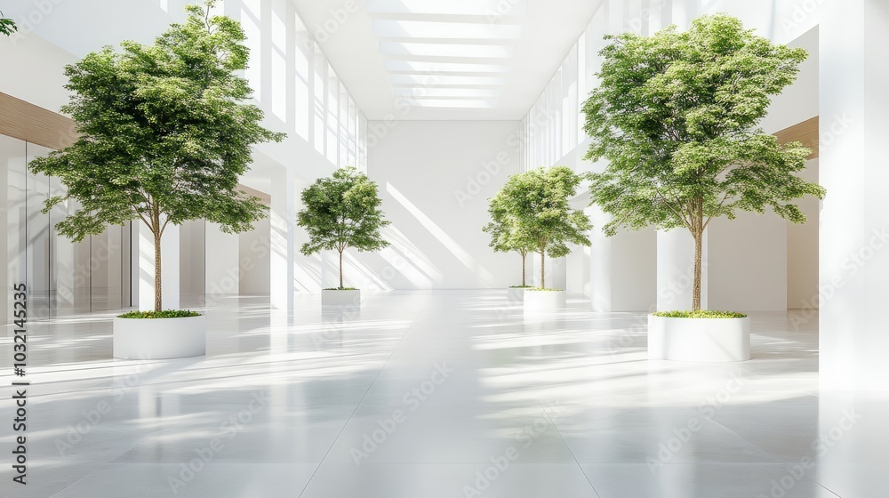 Poster modern open floor design with natural elements