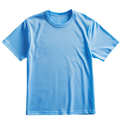 A blue shirt is sitting on a blue background. The shirt is unbuttoned and has no design on it