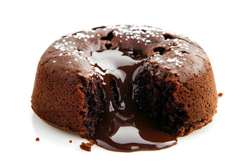 Melted Chocolate lava cake isolated on white background
