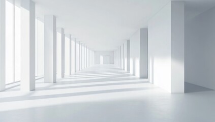 Obraz premium White Corridor with Light and Shadow