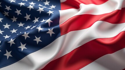 Obraz premium American flag drapes elegantly showcasing its stars and stripes