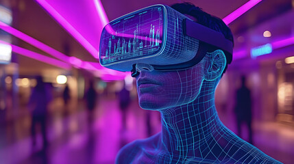 Women wearing VR glasses, meta-universe virtual reality technology overview