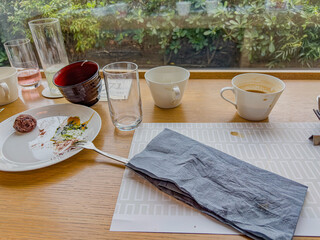 ある日のホテルでのひと時のランチ　食事の後のコーヒー　ビュッフェでのお食事