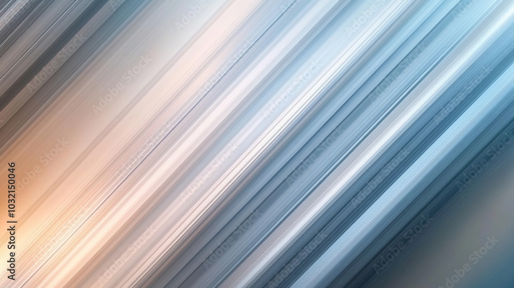 Poster mesmerizing abstract background with blurry diagonal lines in blue, gray, and white, creating a sens