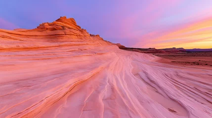 Fototapeten Stunning landscape showcasing vibrant colors at sunset over unique rock formations, highlighting beauty of natures artistry in desert setting © icehawk33