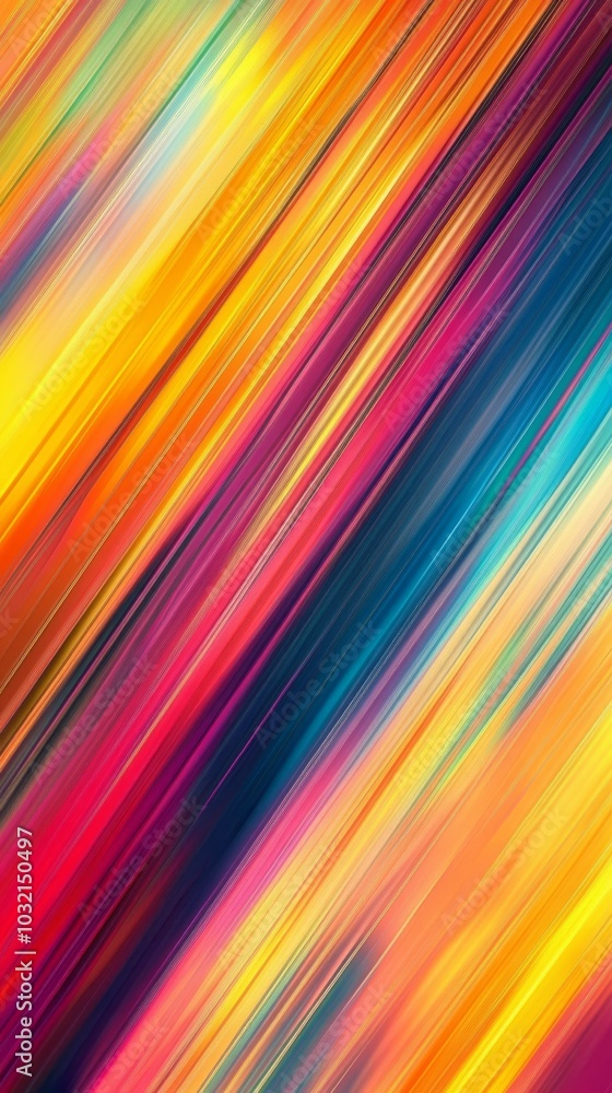 Poster colorful diagonal lines are blending together to form an abstract background. the colorful lines are