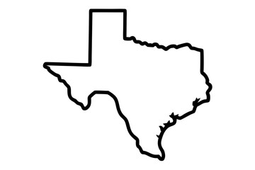 Texas Map Silhouette Vector Line Art