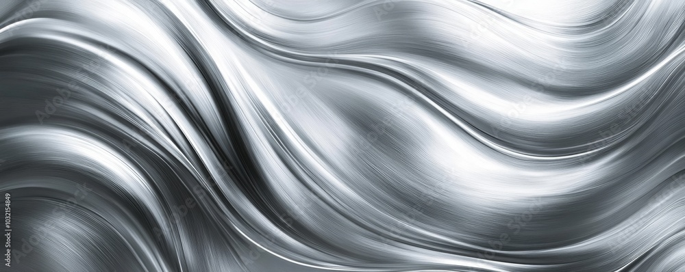 Poster graceful silver waves flow across a luxurious background, exuding movement and sophistication. shiny