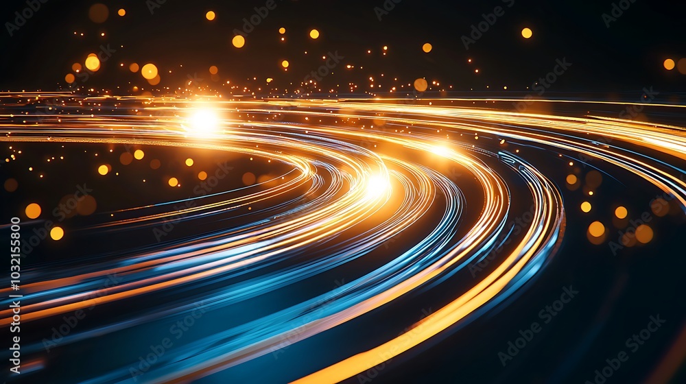 Poster stunning abstract light trails create a vibrant bokeh background, illuminating the darkness with swi