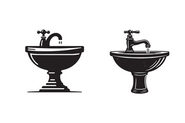 Hand Wash Basin Silhouette Illustration