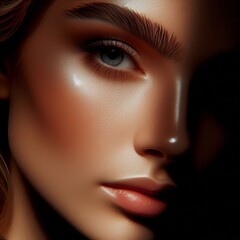 Fototapeta premium Highlight and Lowlight A close up of a woman's face with contra