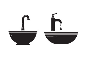 Hand Wash Basin Silhouette Illustration