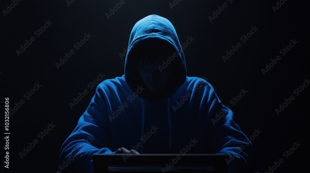 Poster mysterious hacker in the shadows