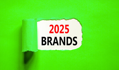 Planning 2025 brands new year symbol. Concept words 2025 Brands on beautiful white paper. Beautiful green paper background. Business 2025 brands new year concept. Copy space.