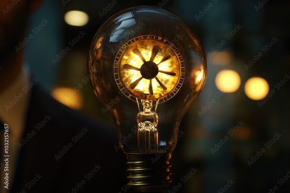 Poster a simple light bulb with a clock displayed on its surface