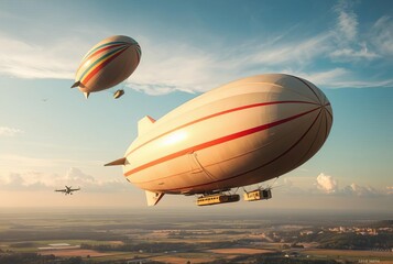 Zeppelin Flying Through the Sky