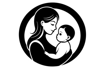A Beautiful vector illustration of mother and baby in a loving